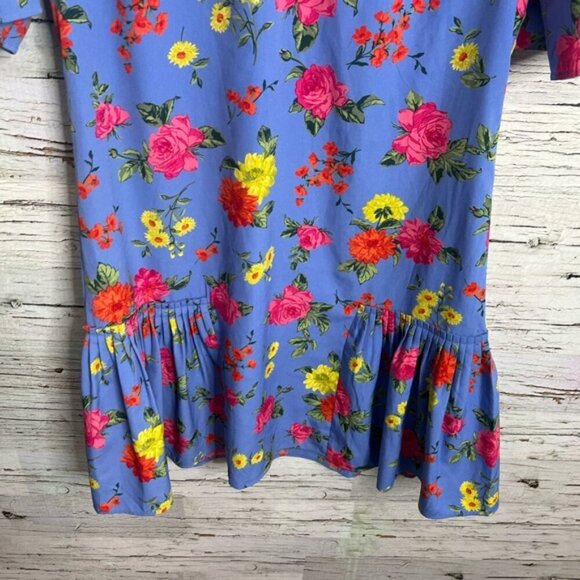 Ann Taylor floral pleated dress yellow blue size 4 - Picture 2 of 7